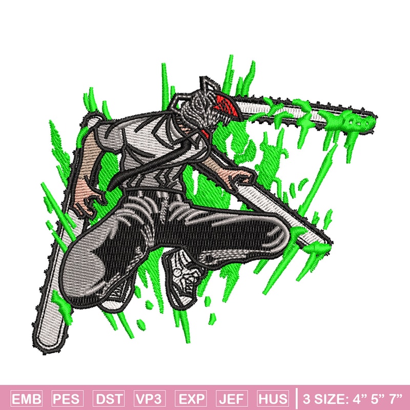Chainsaw embroidery design, Chainsaw man embroidery, Anime design, Embroidery shirt, Embroidery file, Digital download.jpg