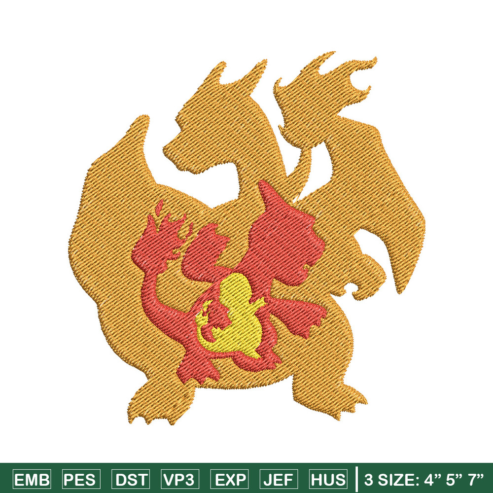 Charizard embroidery design, Pokemon embroidery, Anime design, Embroidery file, Digital download, Embroidery shirt.jpg