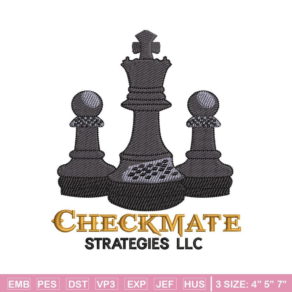 Check mate embroidery design, Chess embroidery, Embroidery file, Embroidery shirt, Emb design, Digital download.jpg