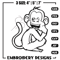 Monkey black white embroidery design, Monkey embroidery, Embroidery file, Embroidery shirt, Emb design, Digital download.jpg