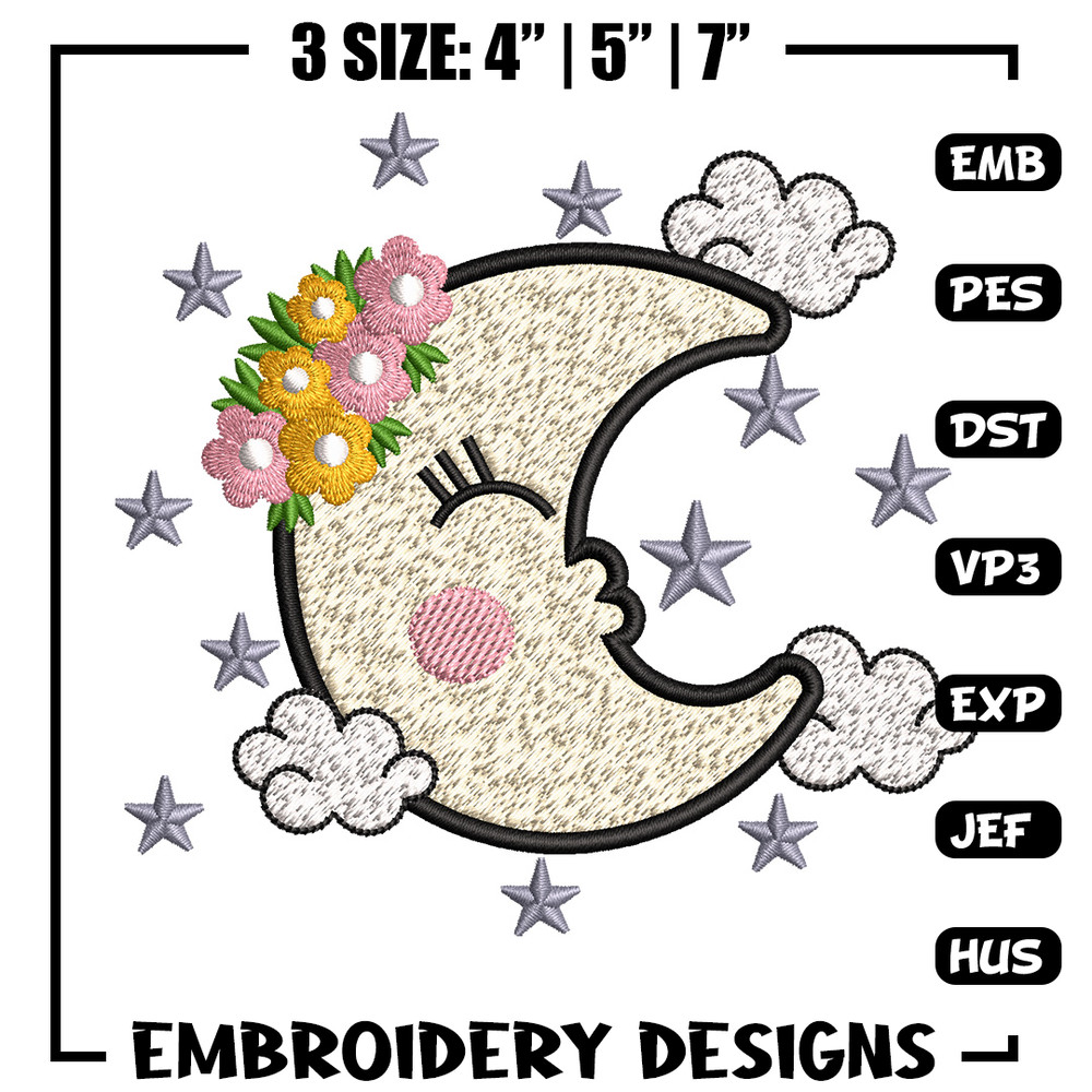 Moon cute embroidery design, Moon embroidery, Embroidery file, Embroidery shirt, Emb design, Digital download.jpg
