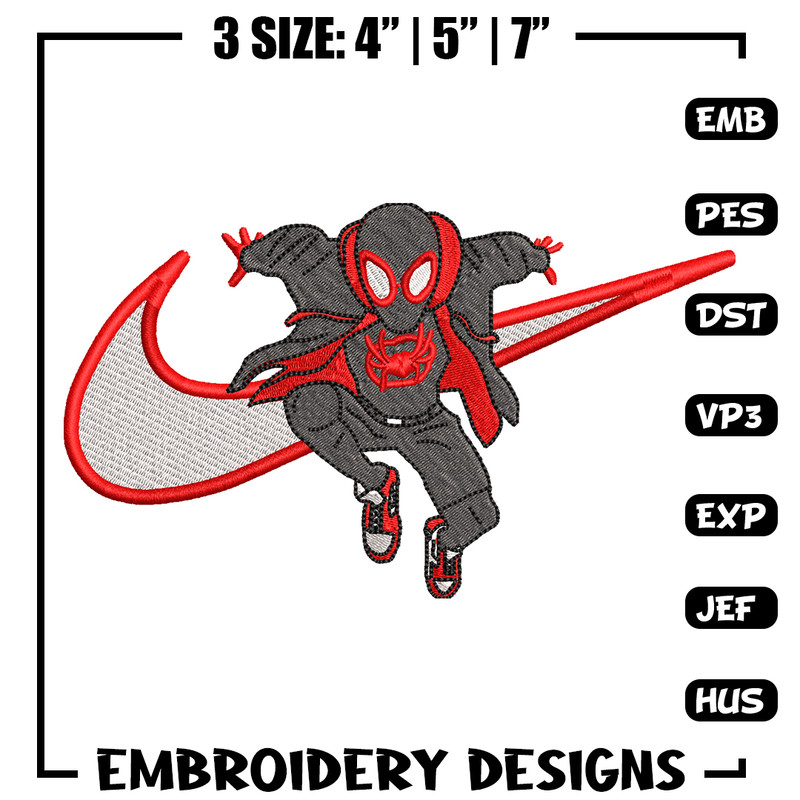 Nike Black Spiderman embroidery design, Black Spiderman embroidery, Nike design, movie design, Digital download.jpg
