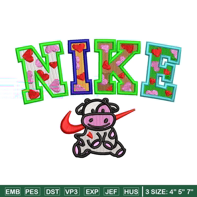 Cow color x nike embroidery design, Cow embroidery, Nike design, Embroidery shirt, Embroidery file, Digital download.jpg