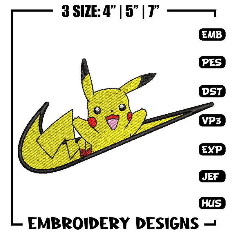 Nike Pikachu embroidery design, Pokemon embroidery, Nike design, anime design, anime shirt, Digital download.jpg