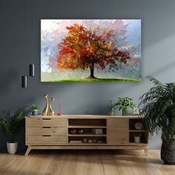 autumn tree canvas, autumn landscape, tree canvas print, nature canvas poster-1