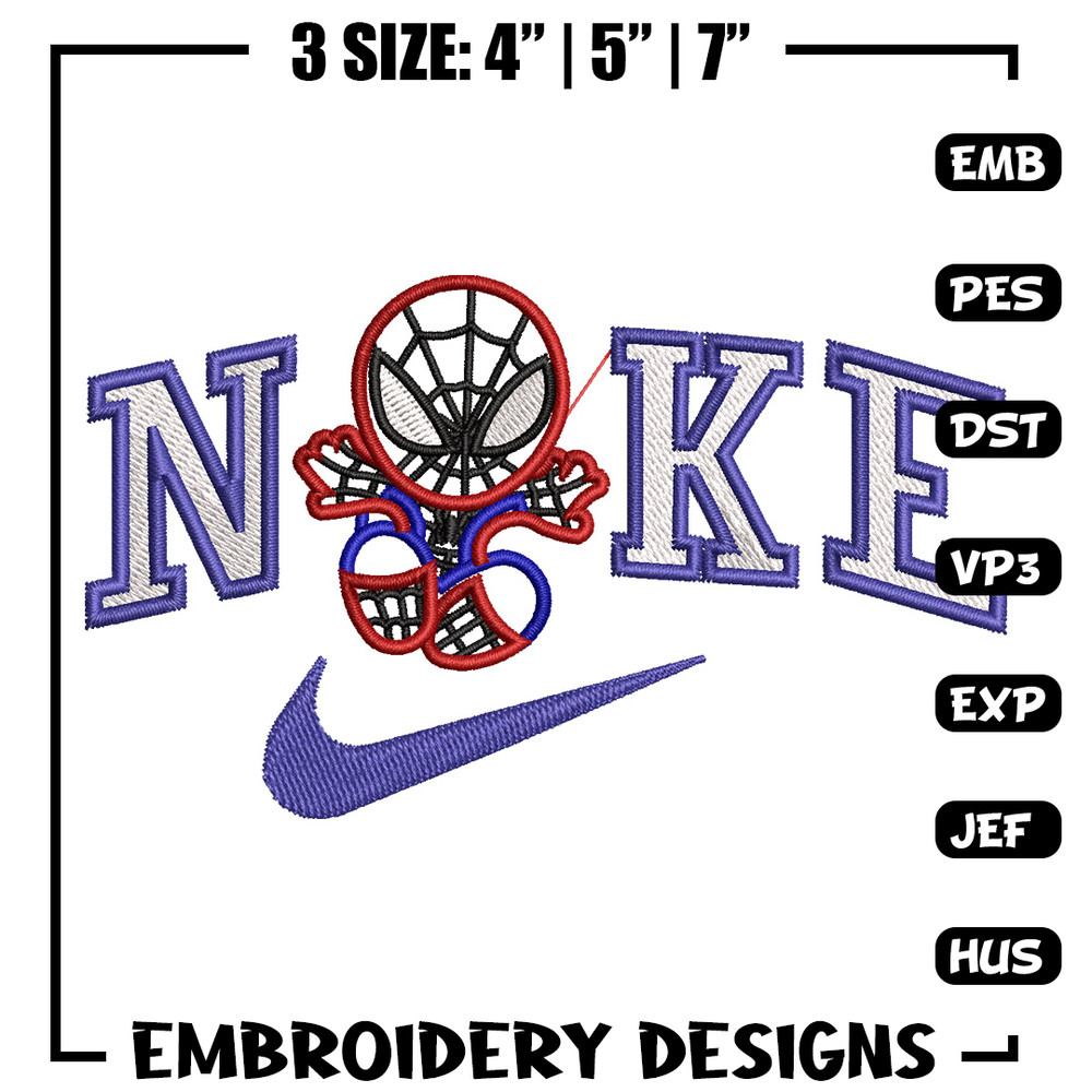 Nike spiderman embroidery design, Marvel embroidery, Nike design, Embroidery file,Embroidery shirt, Digital download.jpg