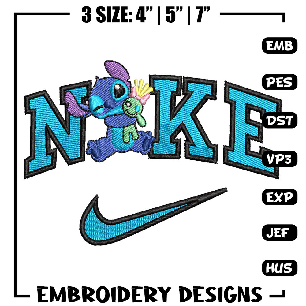 Nike stitch cute embroidery design, Stitch embroidery, Nike design, Embroidery shirt, Embroidery file, Digital download.jpg