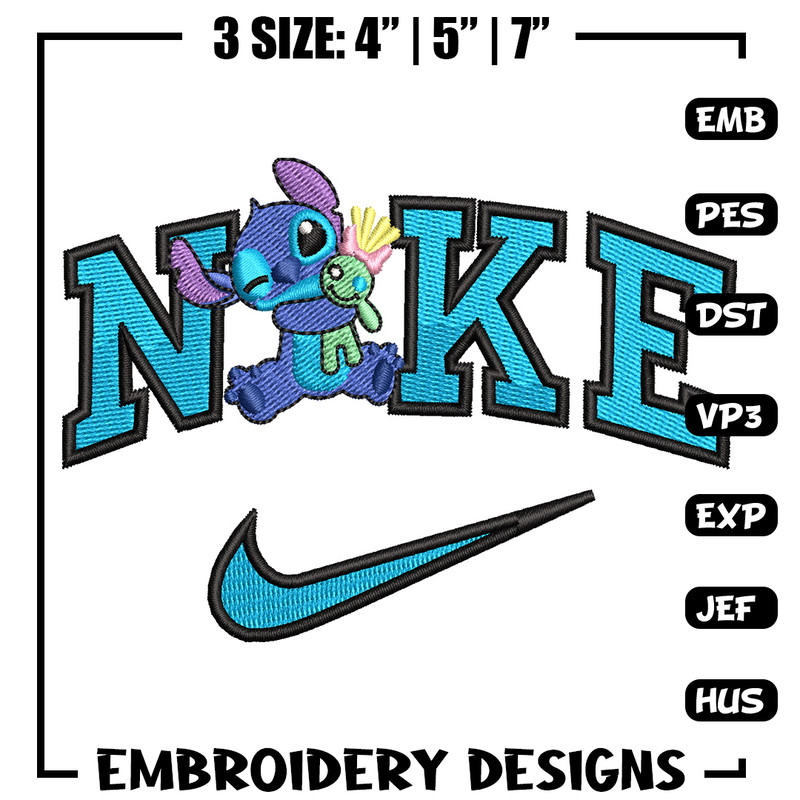Nike stitch cute embroidery design, Stitch embroidery, Nike design, Embroidery shirt, Embroidery file, Digital download.jpg