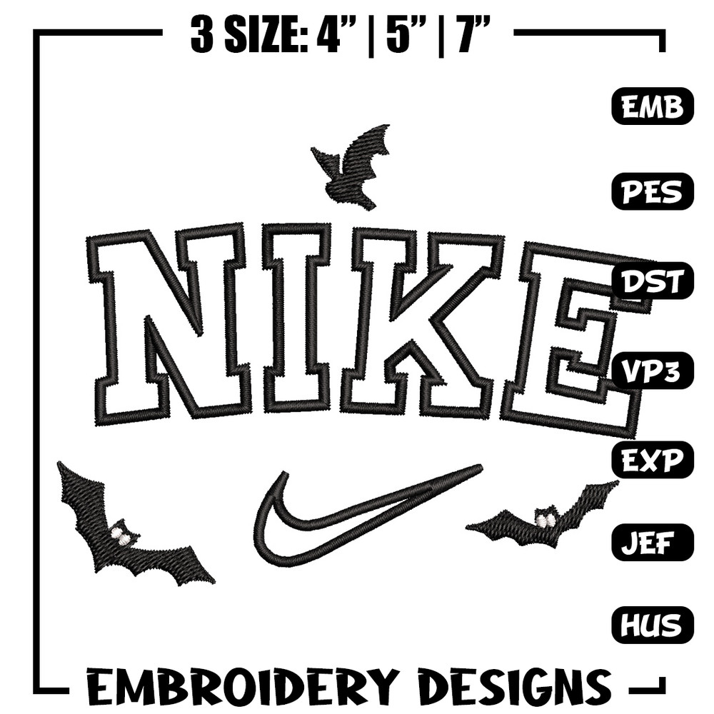Nike x bat embroidery design, Bat embroidery, Nike design, Embroidery shirt, Embroidery file,Digital download.jpg