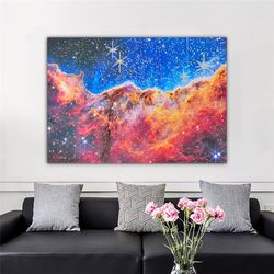 james webb carina nebula horizontal canvas, nasa print, space posters, high-resolution, sci-fi posters, deep field, spac