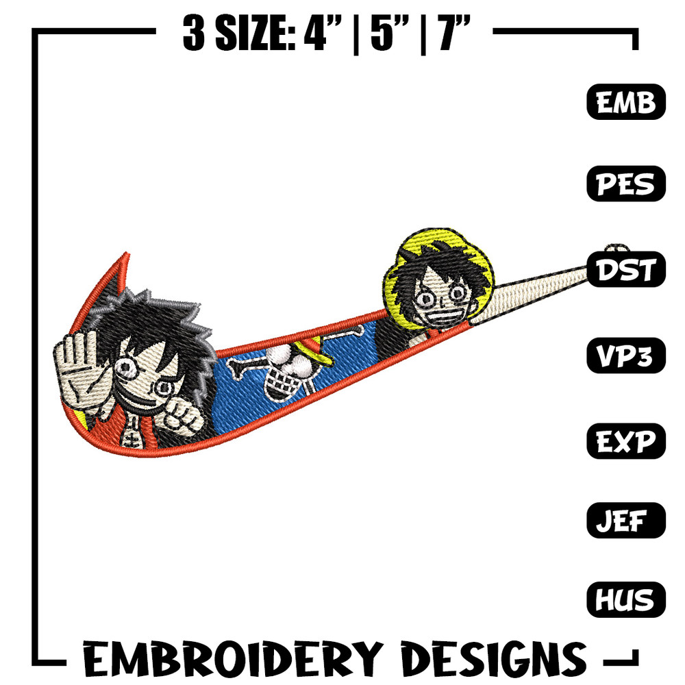 Nike x luffy embroidery design, One piece embroidery, Nike design, Embroidery shirt, Embroidery file, Digital download.jpg