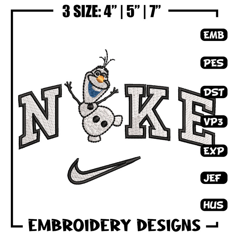Nike x olaf embroidery design, Disney embroidery, Nike design, Embroidery shirt, Embroidery file, Digital download.jpg