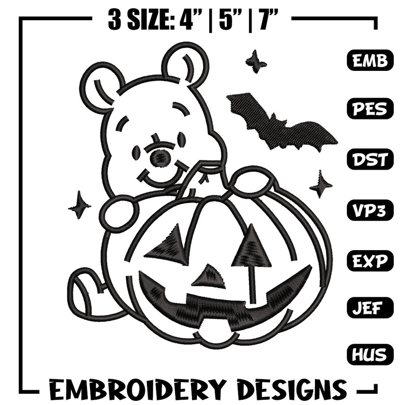 Pooh pumpkin embroidery design, Pooh embroidery, Embroidery file, Embroidery shirt, Emb design, Digital download.jpg