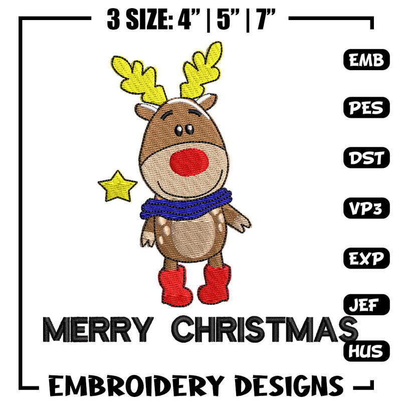 Reindeer embroidery design, Chrismas embroidery, Embroidery file, Embroidery shirt, Emb design,Digital download.jpg