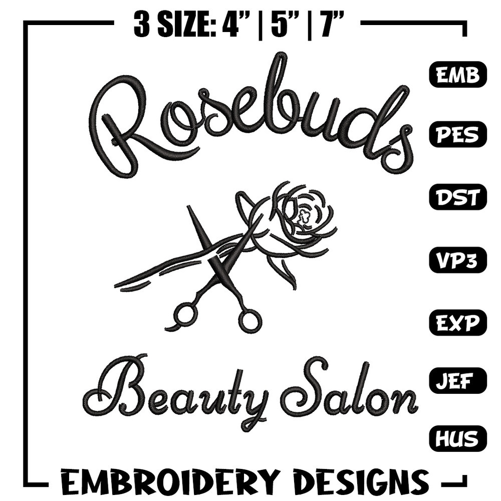 Rosebudes embroidery design, Beauty salon embroidery, Emb design, Embroidery shirt, Embroidery file, Digital download.jpg