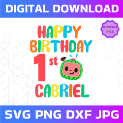 cocomelon personalized name and ages happy birthday svg png, cocomelon brithday svg, cocomelon,cocomelon family birthday