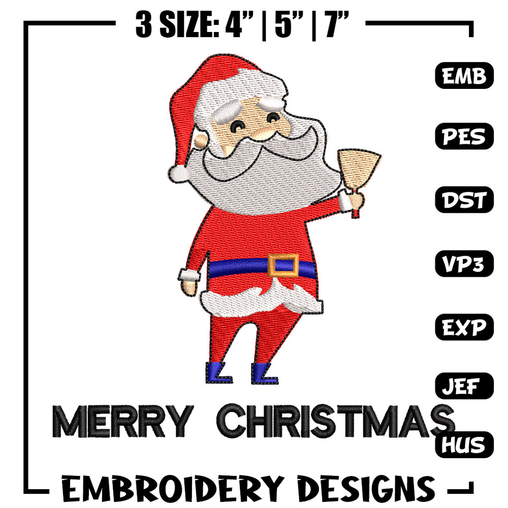 Satan ring bell embroidery design, Chrismas embroidery, Emb design, Embroidery shirt, Embroidery file, Digital download.jpg