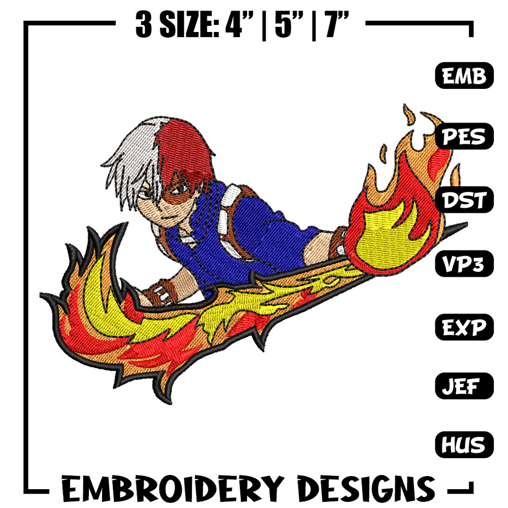 Shoto Todoroki Nike embroidery design, My hero academia embroidery, Nike design, anime design, Digital download.jpg