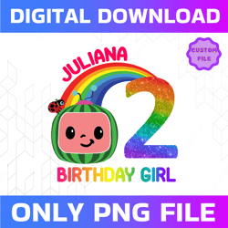 cocomelon personalized name and ages birthday girl png, coco melon png, cocomelon png, cocomelon birthday png, watermelo