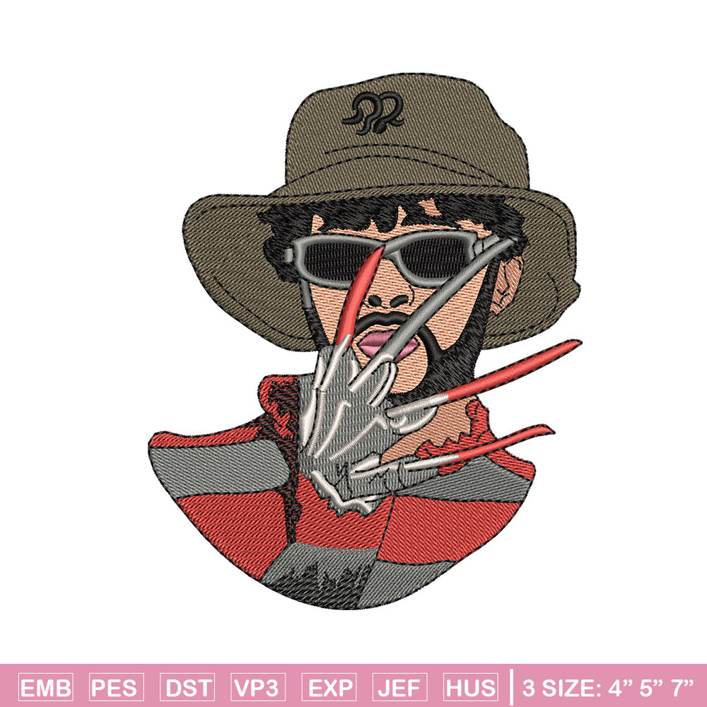 Freddy Krueger embroidery design, Horror embroidery, Embroidery file, Embroidery shirt, Emb design, Digital download.jpg