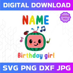 cocomelon personalized name and ages birthday girl svg png, cocomelon brithday svg,cocomelon family birthday svg