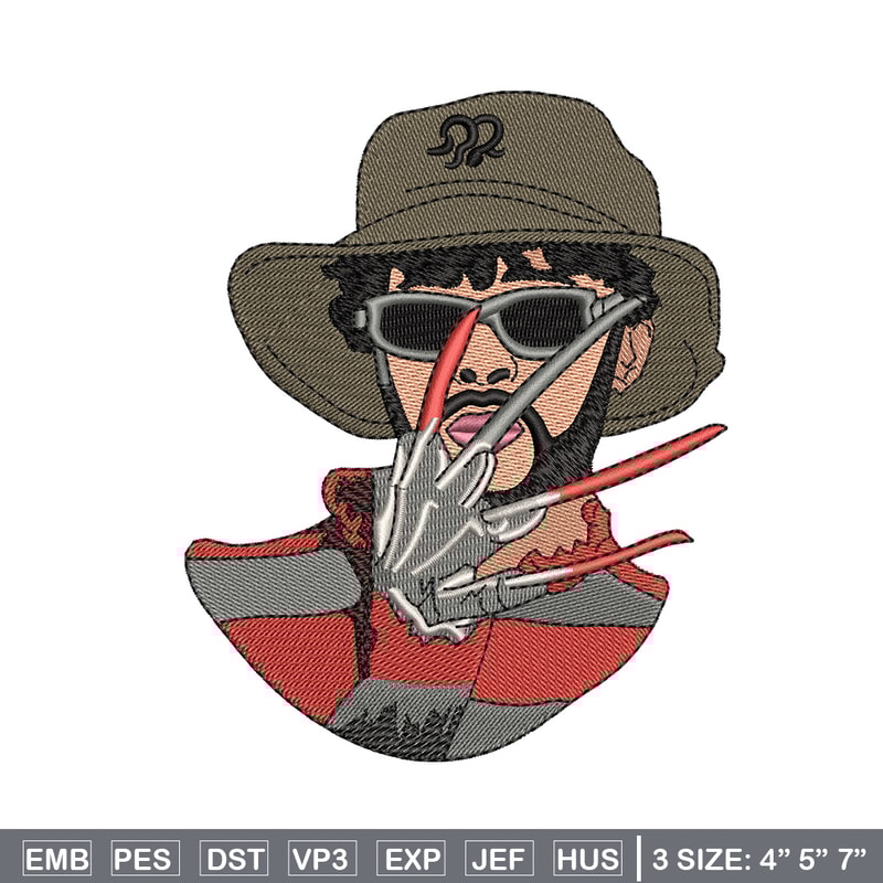 Freddy Krueger embroidery design, Horror embroidery, Embroidery file, Embroidery shirt, Emb design, Digital download.jpg