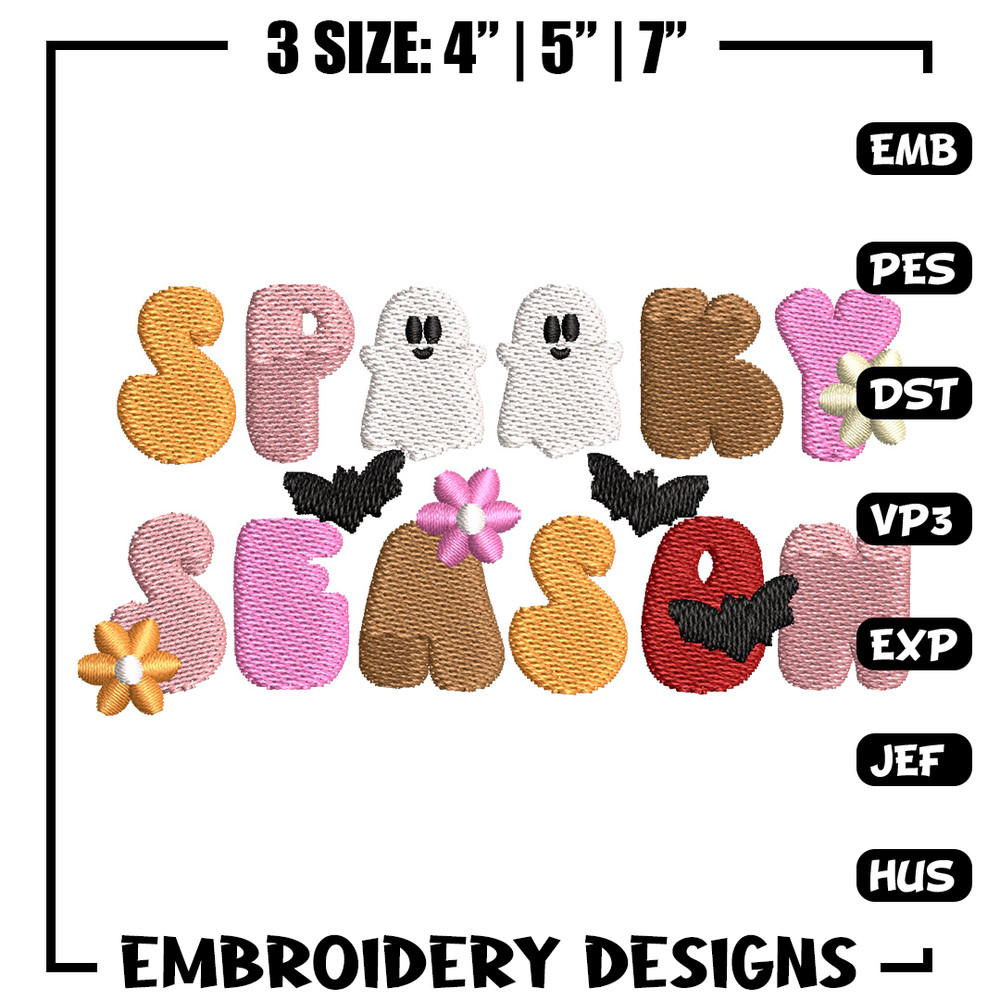 Spooky season embroidery design, Spooky embroidery, Embroidery file, Embroidery shirt, Emb design, Digital download.jpg