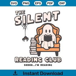 The Silent Reading Club SVG Bookish Ghost SVG Digital File