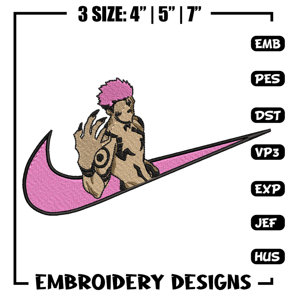 Sukuna Nike embroidery design, Jujutsu kaisen embroidery, Nike design, anime design, anime shirt, Digital download.jpg