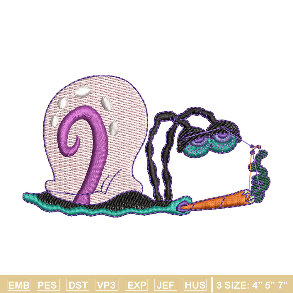 Gary smoke embroidery design, Spongebob embroidery, Anime design, Embroidery shirt, Embroidery file, Digital download.jpg