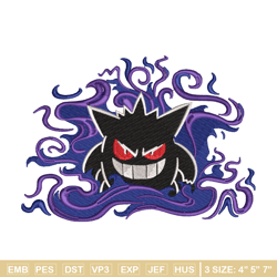 gengar embroidery design, pokemon embroidery, embroidery shirt, embroidery file, anime design, digital download