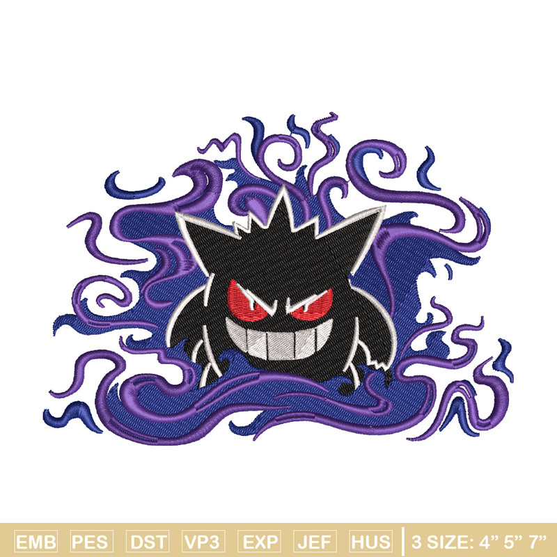 Gengar embroidery design, Pokemon embroidery, Embroidery shirt, Embroidery file, Anime design, Digital download.jpg