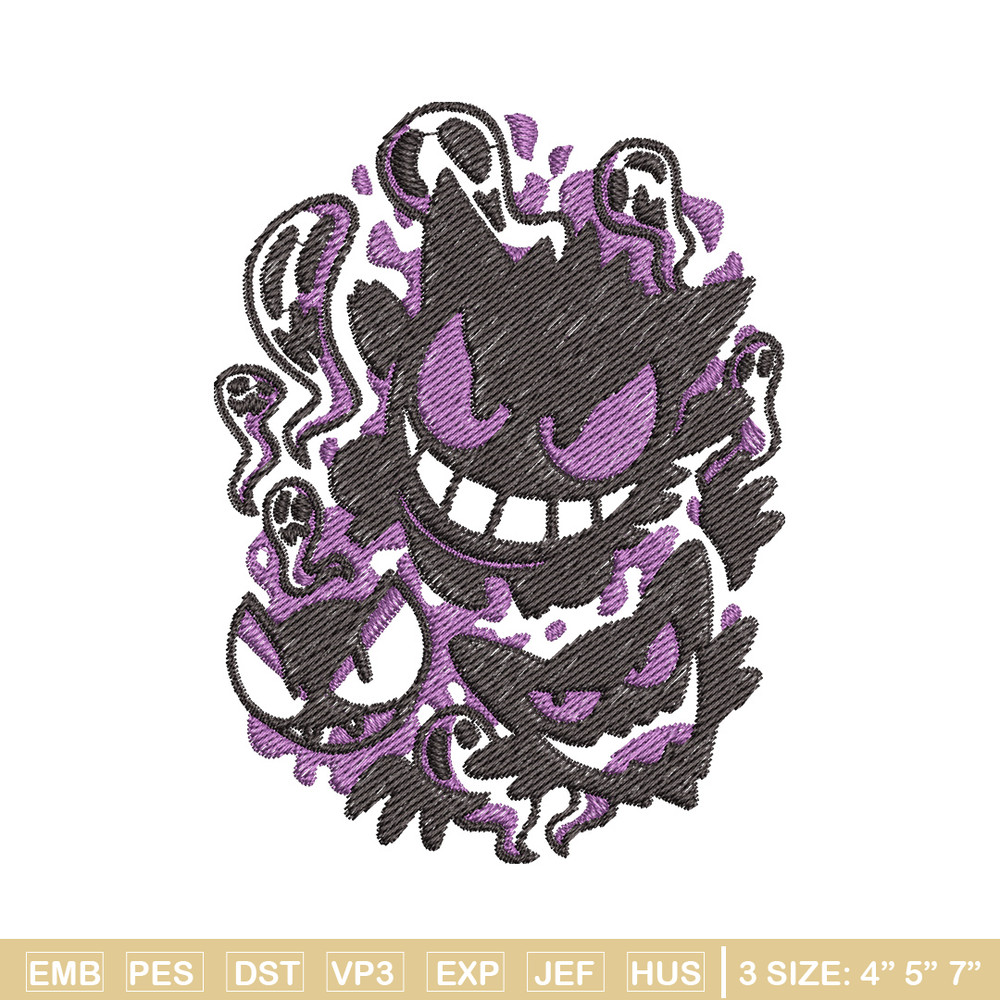 Gengar evolution embroidery design, Pokemon embroidery, Anime design, Embroidery shirt, Embroidery file,Digital download.jpg