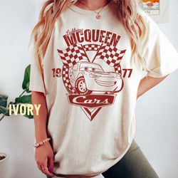 comfort colors disney cars shirt, retro lightning mcqueen shirt, mcqueen 1977, cars pixar shirt, disney cars land shirt,
