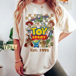 comfort colors disney toy story est 1995 shirt, disney toy story characters group shirt, disney family vacation trip, to