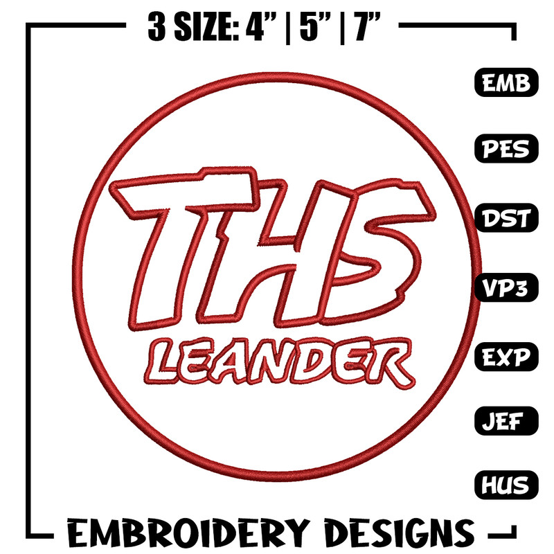 Ths leanderLogo embroidery design, ths leander embroidery, logo design, embroidery file, logo shirt, Digital download..jpg