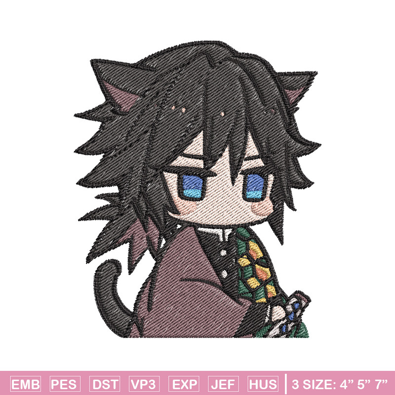 Giyu cat embroidery design, Giyu embroidery, Anime design, Embroidery shirt, Embroidery file, Digital download.jpg