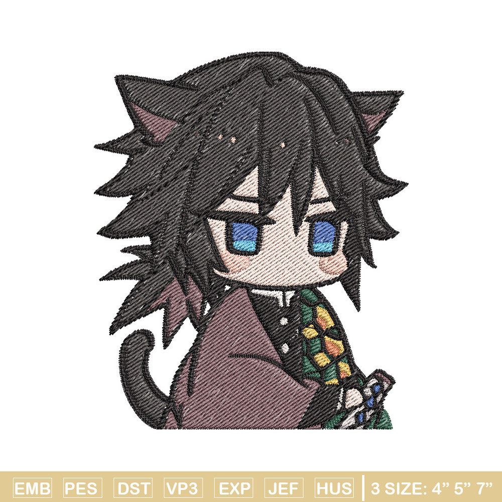 Giyu cat embroidery design, Giyu embroidery, Anime design, Embroidery shirt, Embroidery file, Digital download.jpg