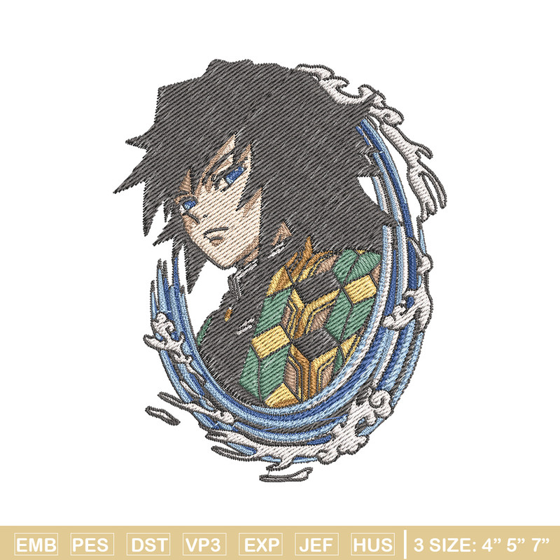 Giyu circle embroidery design, Giyu embroidery, Embroidery shirt, Embroidery file, Anime design, Digital download.jpg