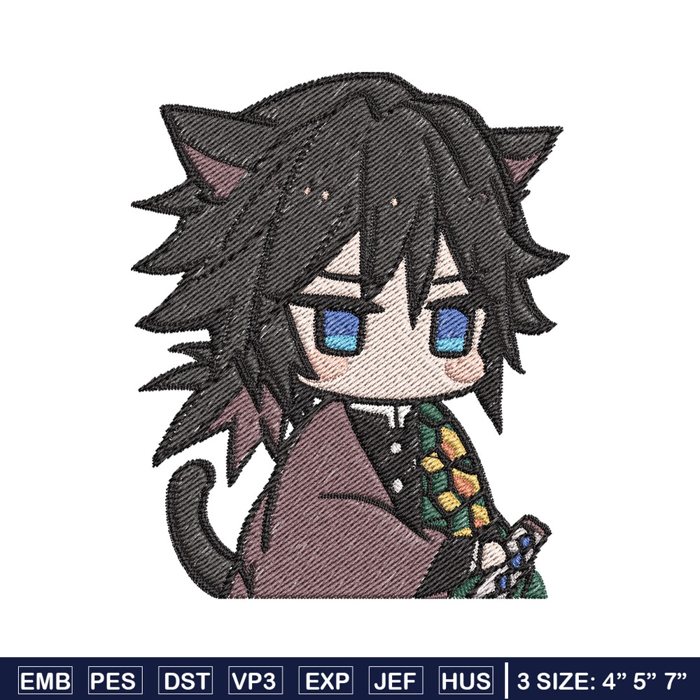 Giyu cat embroidery design, Giyu embroidery, Anime design, Embroidery shirt, Embroidery file, Digital download.jpg