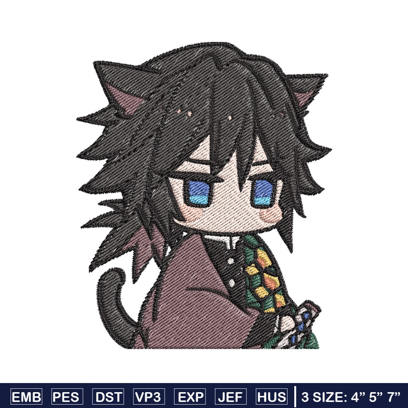 Giyu cat embroidery design, Giyu embroidery, Anime design, Embroidery shirt, Embroidery file, Digital download.jpg