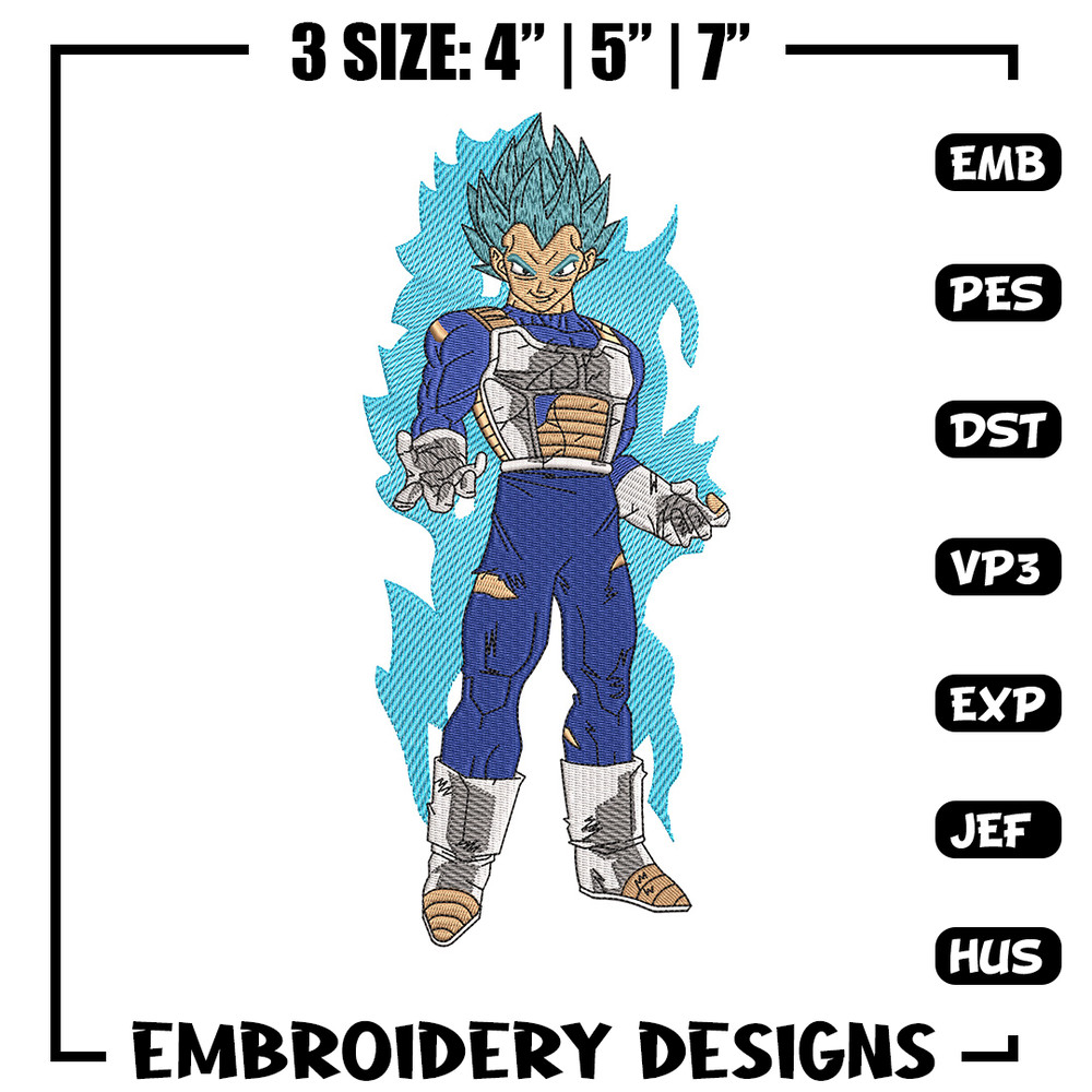 Vegeta blue embroidery design, Dragonball embroidery, Embroidery file, Embroidery shirt, Emb design, Digital download.jpg