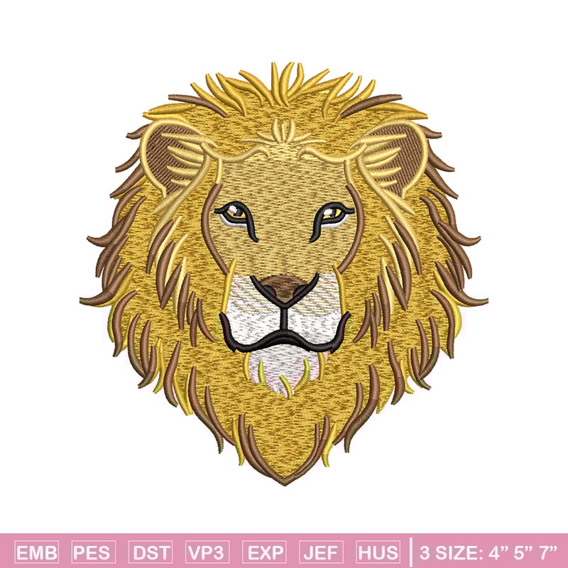 Goden lion embroidery design, Lion embroidery, Embroidery file, Embroidery shirt, Emb design, Digital download.jpg