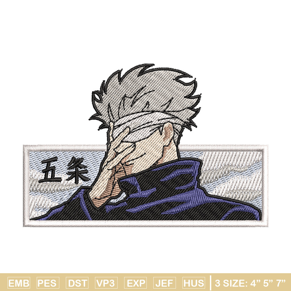 Gojo white embroidery design, Jujutsu embroidery, Anime design, Embroidery shirt, Embroidery file, Digital download.jpg