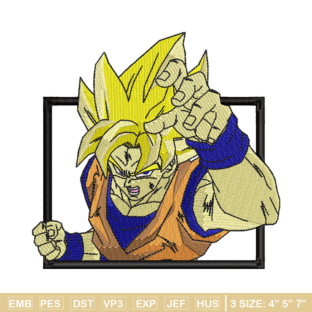 Goku ssj box embroidery design, Dragonball embroidery, Anime design, Embroidery shirt, Embroidery file,Digital download.jpg