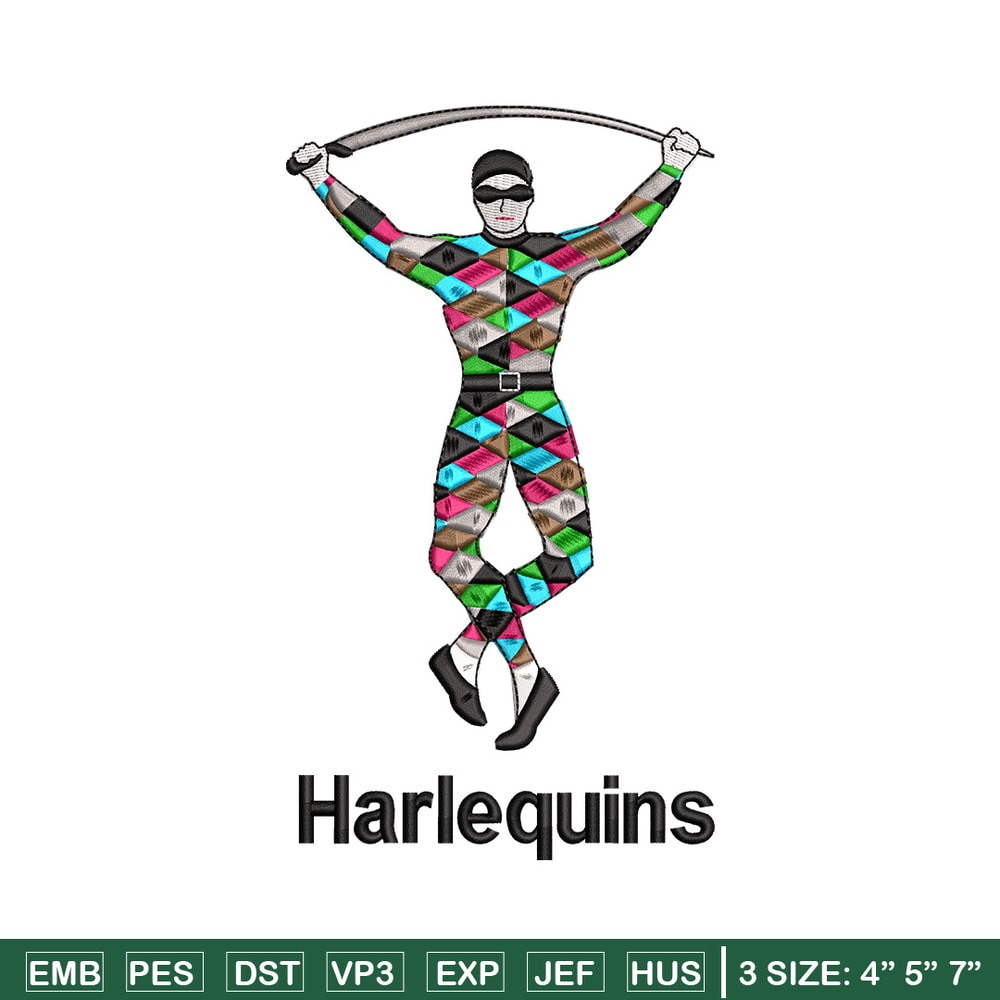 Harlequins embroidery design, Harlequins embroidery, Embroidery file, Embroidery shirt, Emb design, Digital download.jpg
