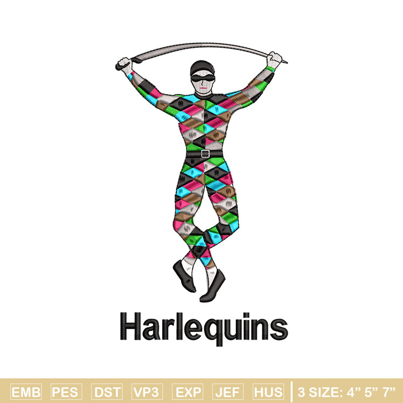 Harlequins embroidery design, Harlequins embroidery, Embroidery file, Embroidery shirt, Emb design, Digital download.jpg