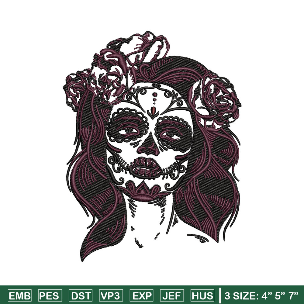 Horror girl embroidery design, Horror embroidery, Embroidery file, Embroidery shirt, Emb design, Digital download.jpg