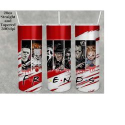 friends horror tumbler 20 oz skinny | stitch | tumbler sublimation designs, full tumbler wrap, digital downloads| png