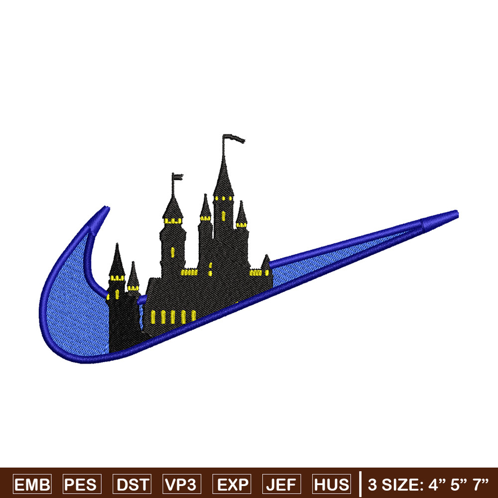 Castle Nike embroidery design, Castle embroidery, nike design, embroidery file, logo shirt, Digital download.jpg